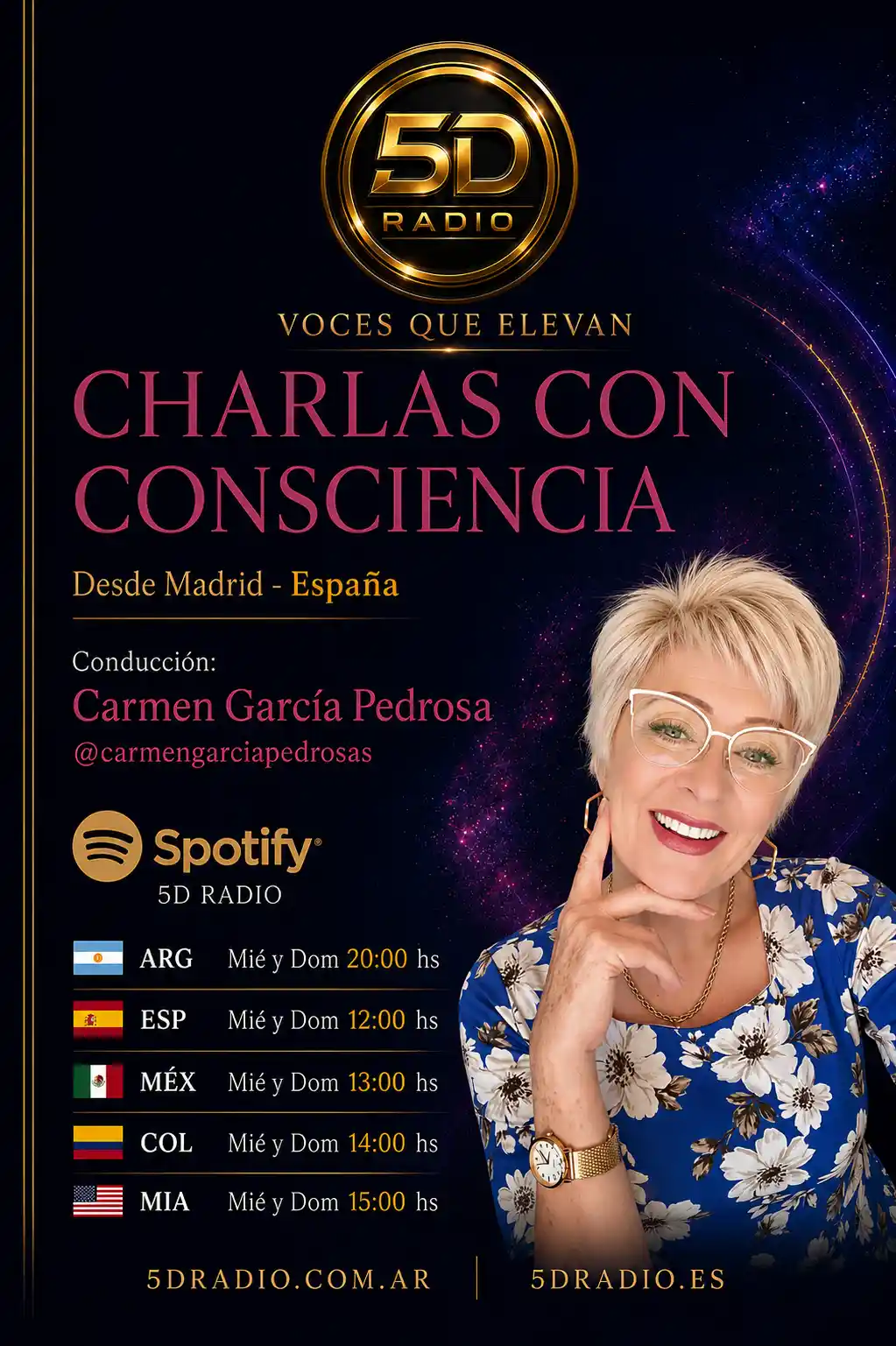 Charlas con Consciencia, programa conducido por Carmen García Pedrosa desde Madrid, España - 5D Radio