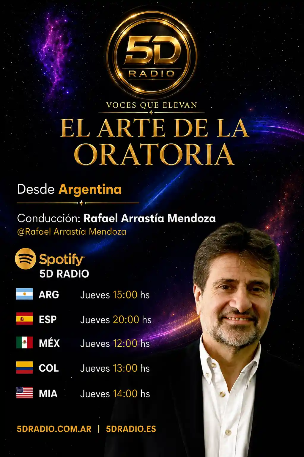 El Arte de la Oratoria, programa conducido por Rafael Arrastía Mendoza desde Argentina - 5D Radio